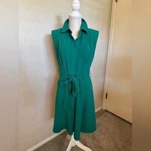 Calvin Klein Teal Button-Down Midi Dress